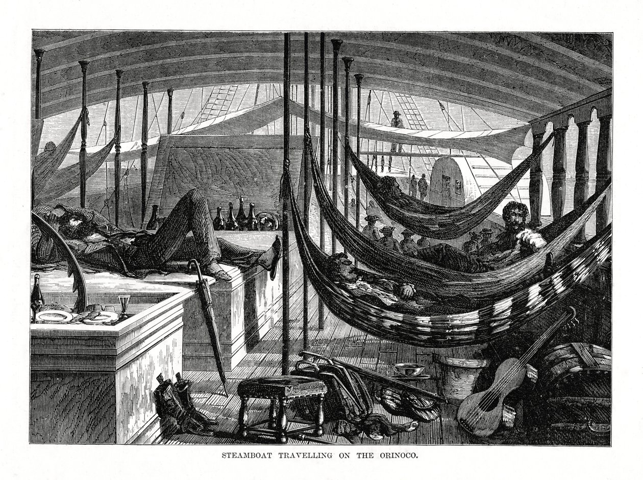 زورق بخاري على متن أورينوكو ، أمريكا الجنوبية ، 1877 بواسطة غير معروف