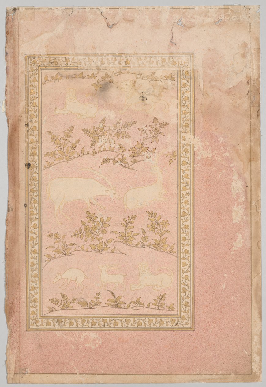 مناظر الأسد والغزال المرسومة ، ج. 1710. بواسطة غير معروف