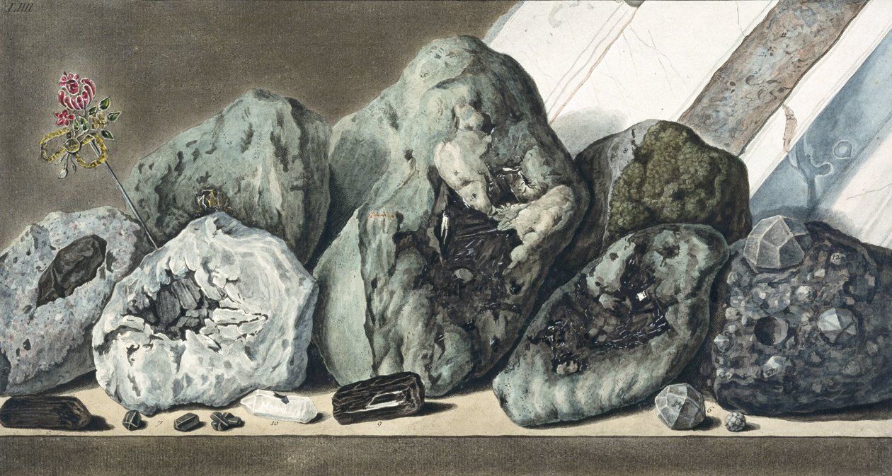 أحجار وبلورات من جبل فيزوف عام 1770 بواسطة غير معروف