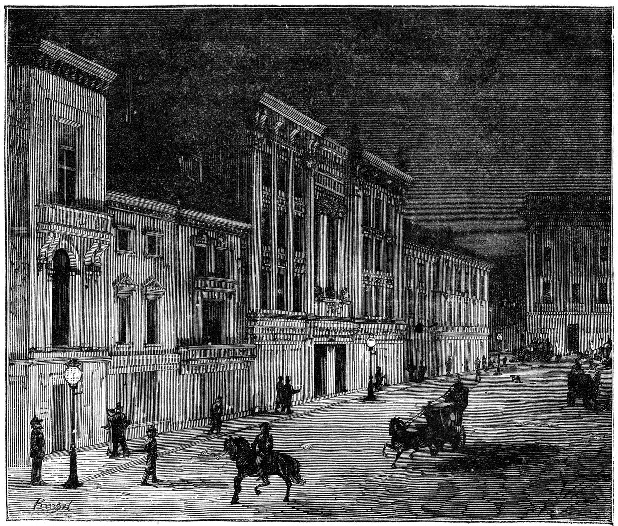 الشارع في نيوكاسل أبون تاين مضاءة بمصابيح كهربائية سوان المتوهجة ، 1883 بواسطة غير معروف