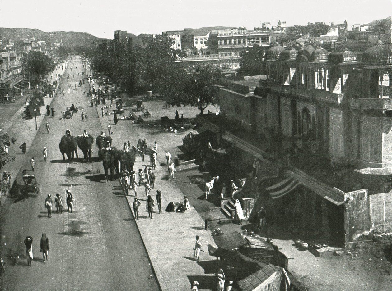 مشهد الشارع في مدينة جايبور ، الهند ، 1895. بواسطة غير معروف