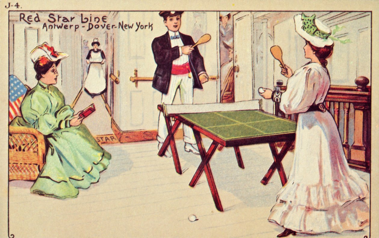 تنس الطاولة على متن سفينة ركاب Red Star Line ، 1907. بواسطة غير معروف