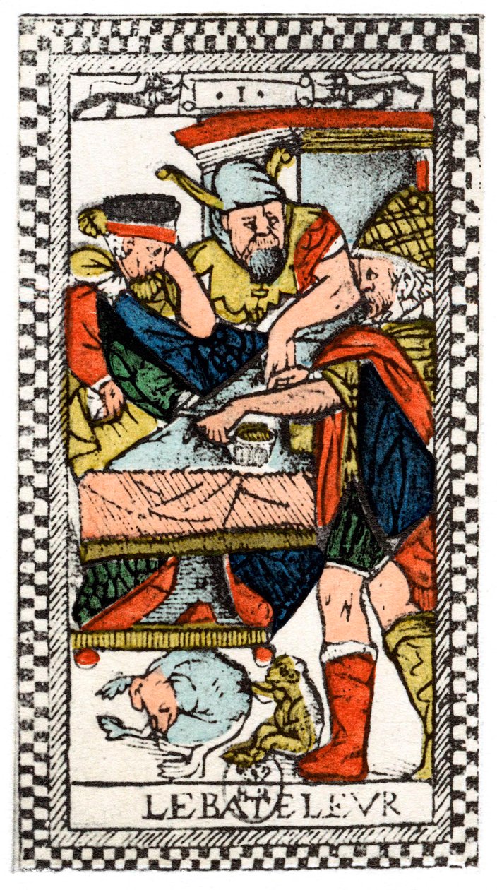 بطاقة التارو من Juggler أو Mountebank ، Parisian Tarot ، 1500. بواسطة غير معروف