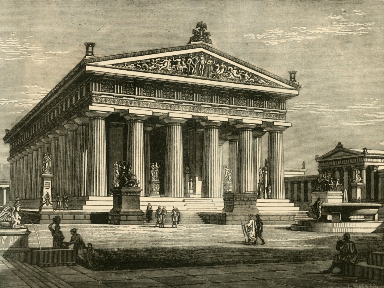 معبد في Paestum ، تم ترميمه ، 1890. بواسطة غير معروف