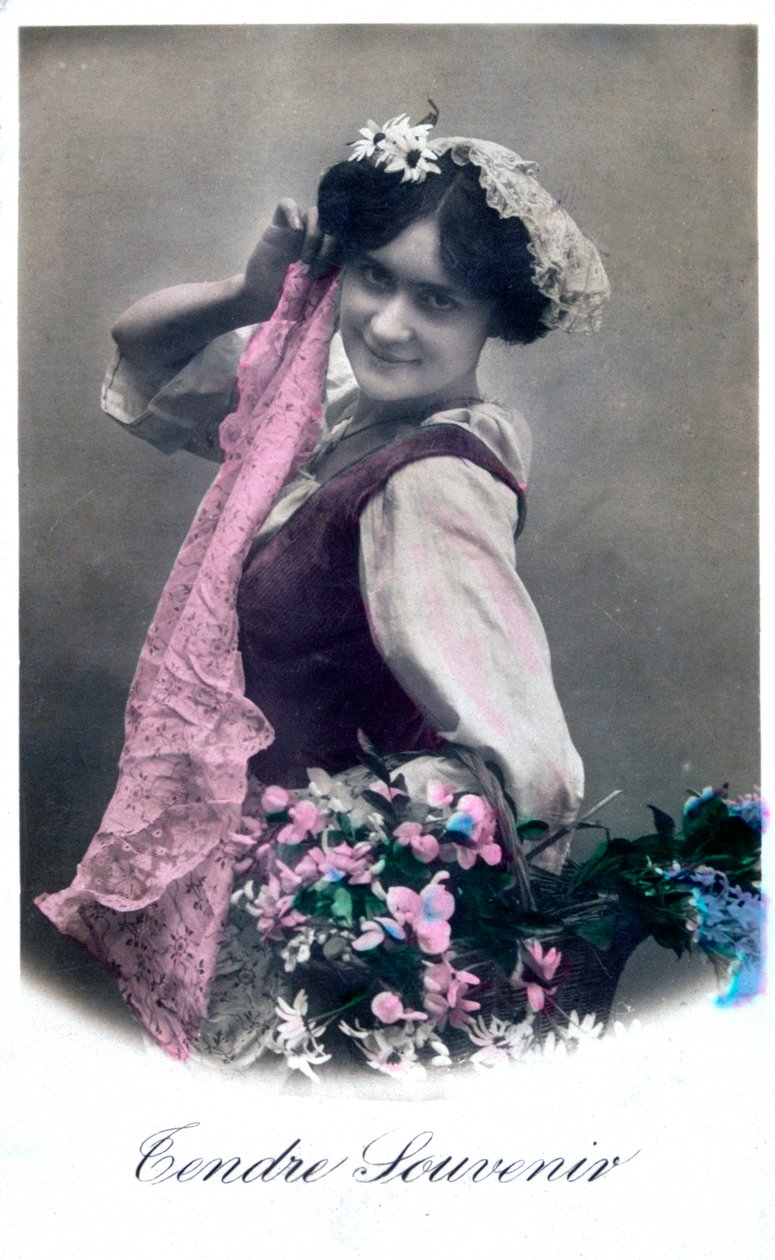 Tendre Souvenir ، بطاقة بريدية فرنسية ، c1900 بواسطة غير معروف
