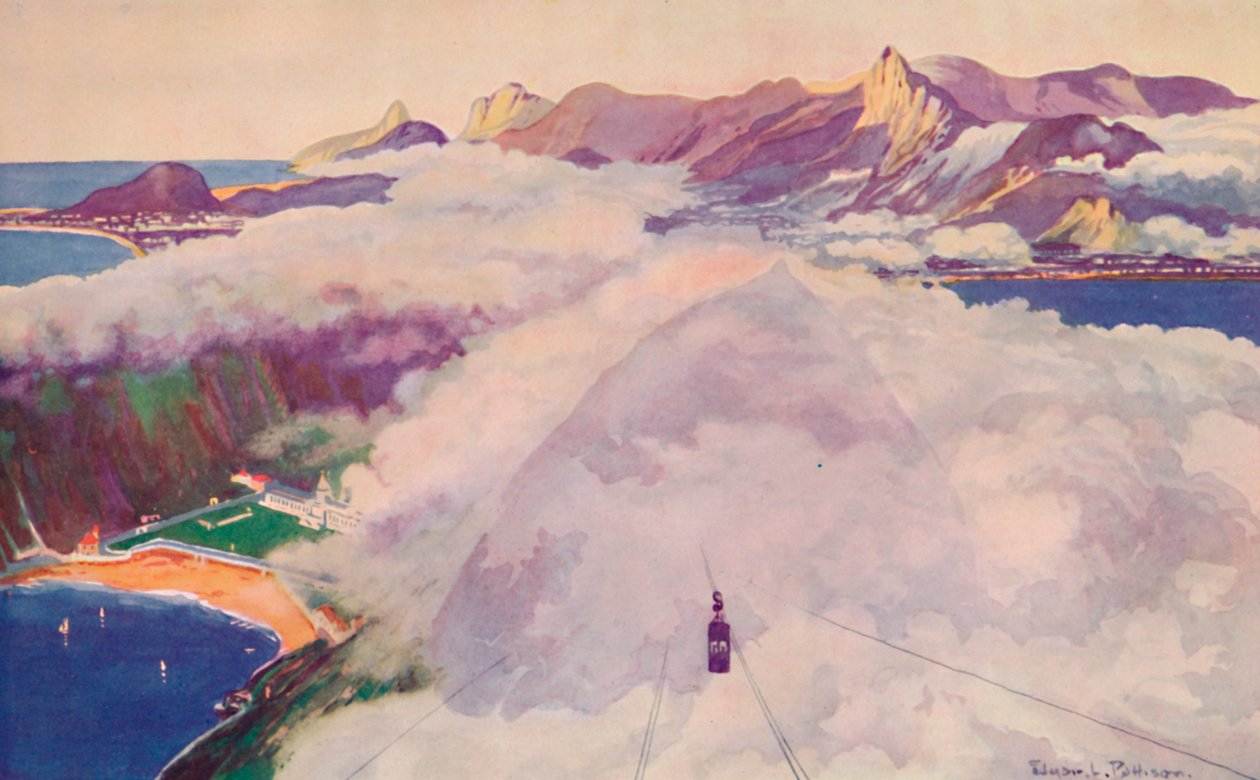 سيارة الطريق الجوي الهوائية المنحدرة من جبل السكر الرغيف ، 1914. بواسطة غير معروف