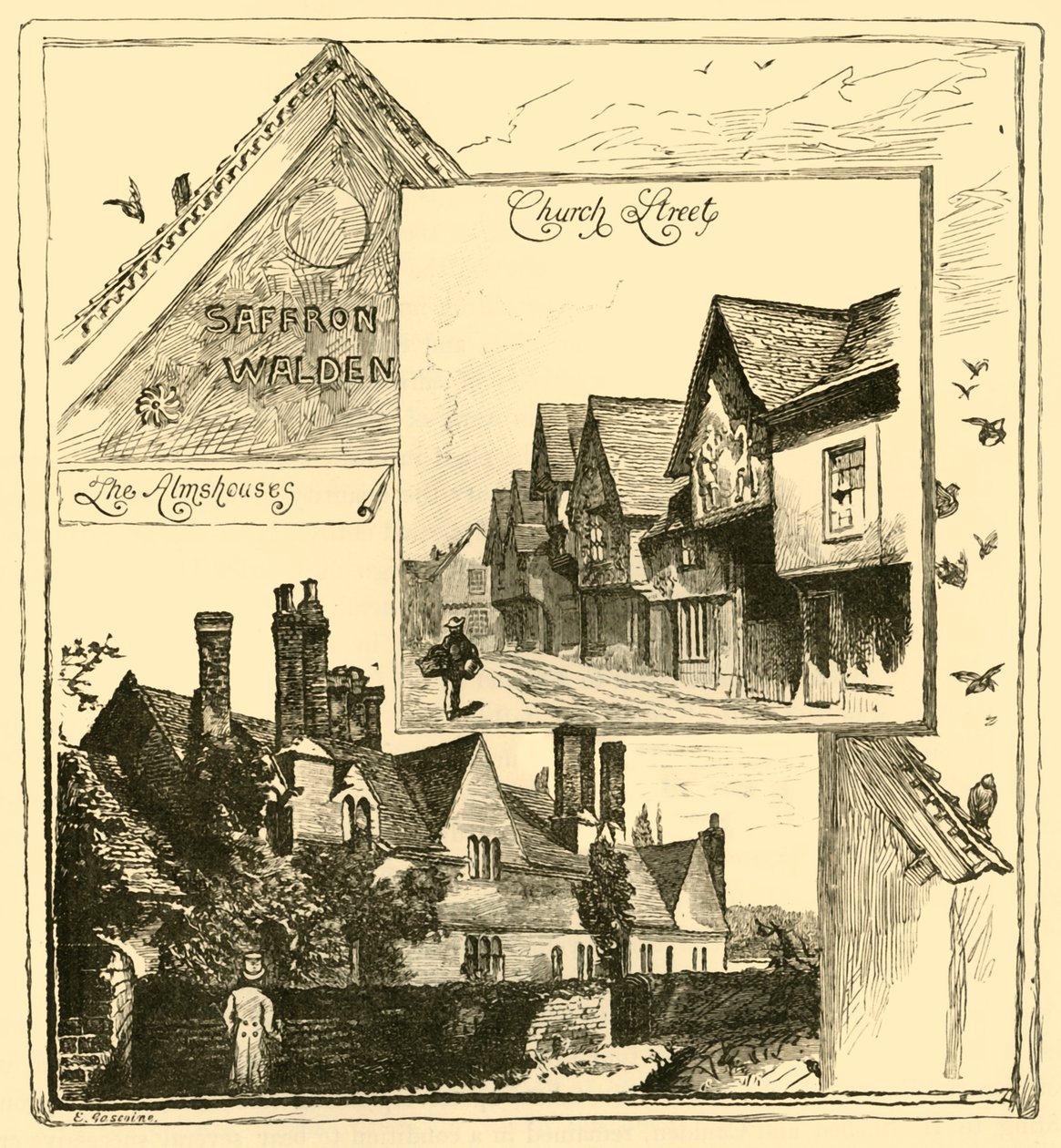The Almhouses، Audley End، and Church Street، Saffron Walden، 1898. بواسطة غير معروف