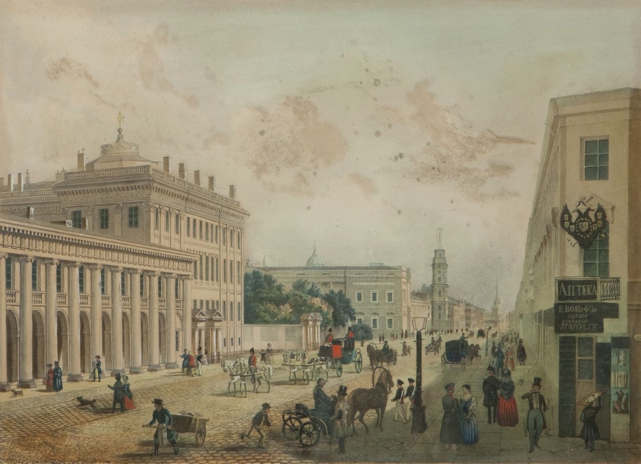 قصر Anichkov في سانت بطرسبرغ ، نهاية 1840s. بواسطة غير معروف