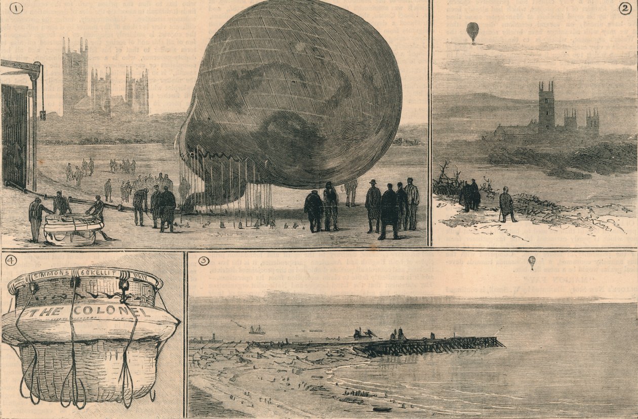 رحلة البالون التي حاولت عبر القناة ، 1882. بواسطة غير معروف