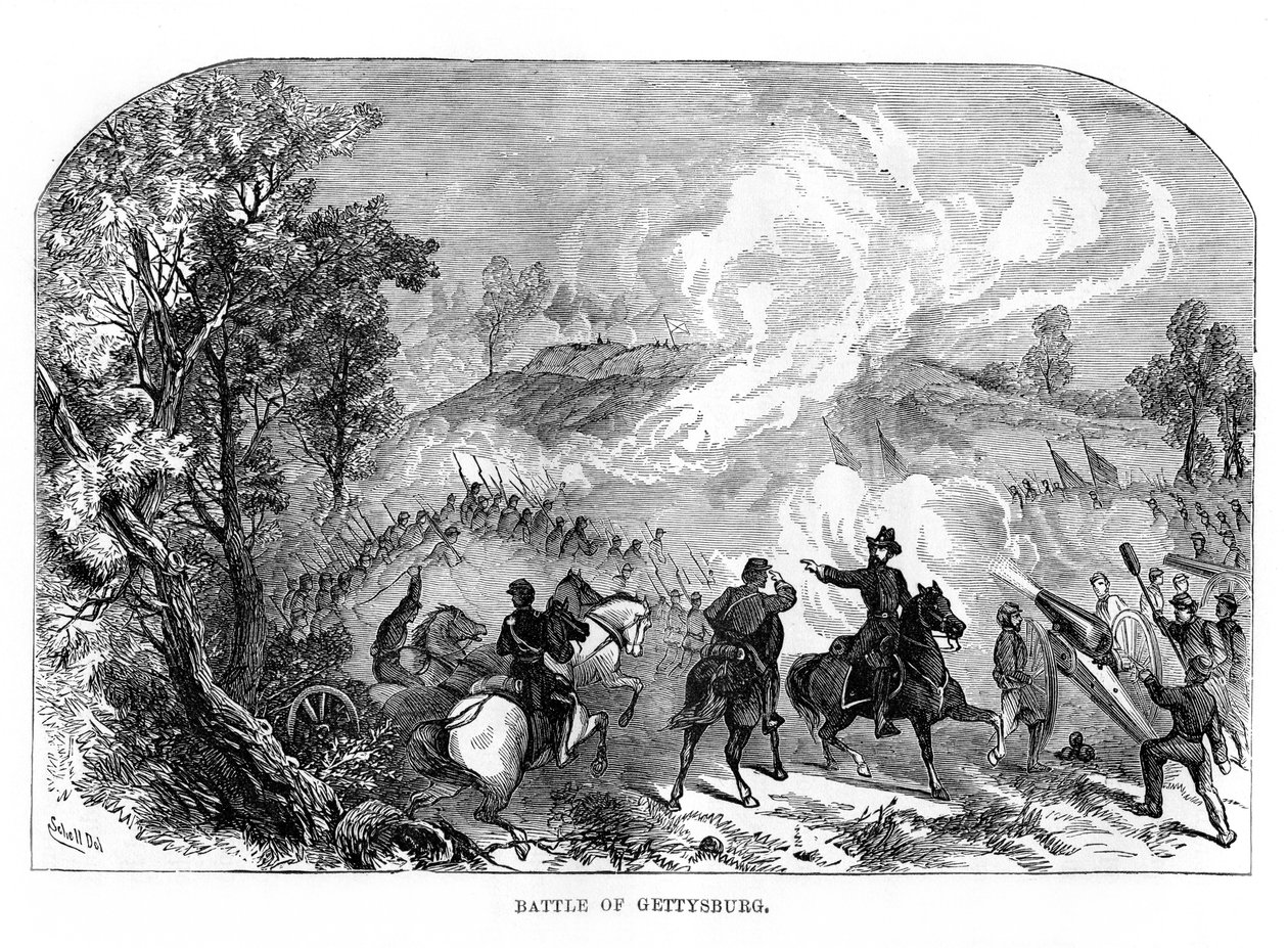 معركة جيتيسبيرغ ، الحرب الأهلية الأمريكية ، 1-3 يوليو 1863 ، 1872 بواسطة غير معروف