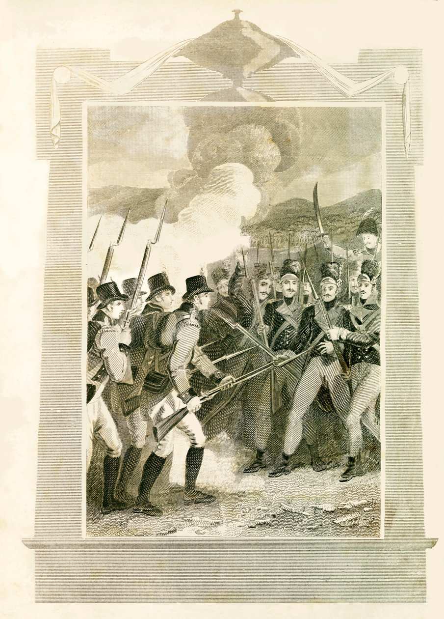 البريطانيون يهاجمون الخطوط الفرنسية بالحراب في معركة مايدا ، 1806 ، 1816. بواسطة غير معروف