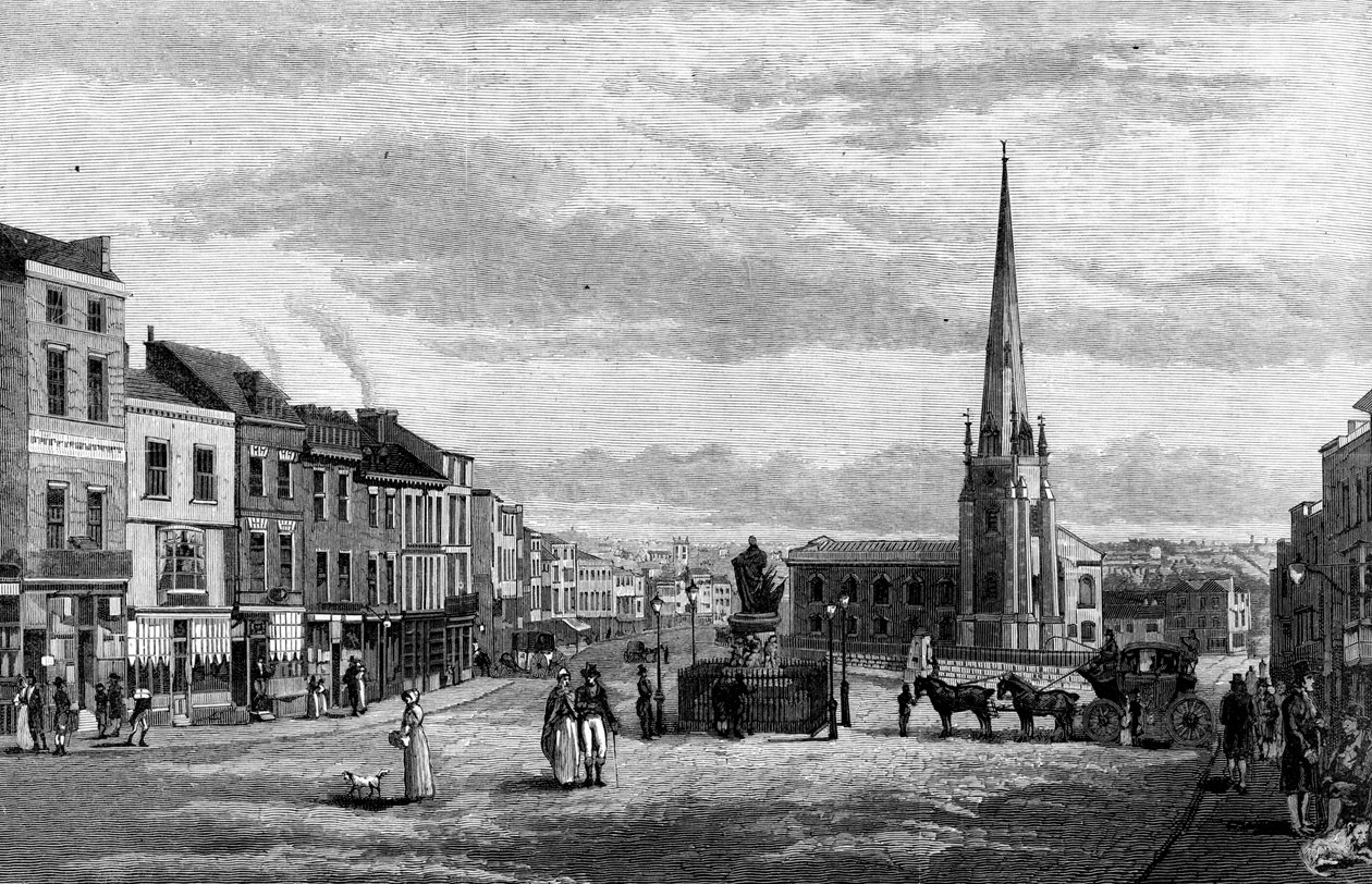 The Bull Ring ، مع كنيسة سانت مارتينز ، برمنغهام ، 1812 1887 بواسطة غير معروف
