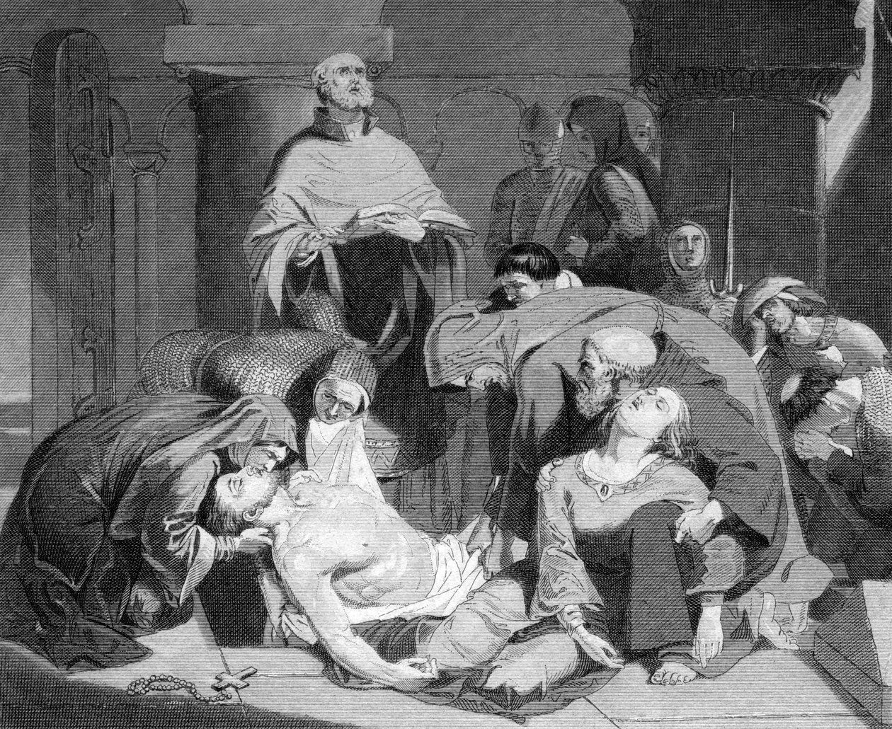 دفن هارولد في دير والتهام ، c1847 بواسطة غير معروف