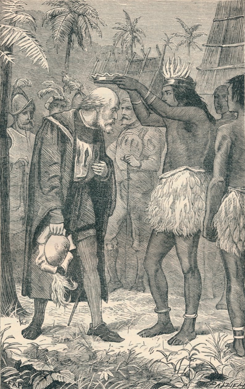 The Cacique وضع تاج على رأس كولومبوس ، 1904 بواسطة غير معروف