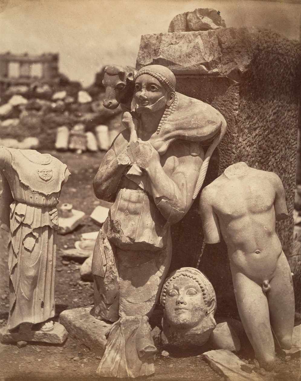 حامل العجل وصبي كريتيوس بعد وقت قصير من نبش الجثث في الأكروبوليس ، دانسي ... ، كاليفورنيا. 1865. بواسطة غير معروف