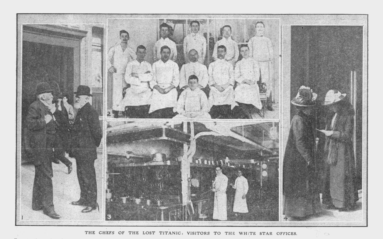 طهاة لوست تايتانيك وزوار مكاتب وايت ستار ، 20 أبريل 1912. بواسطة غير معروف