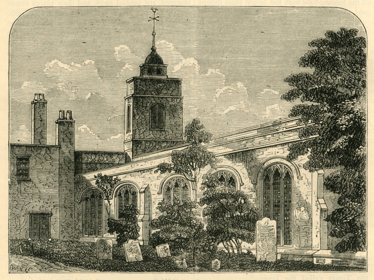 كنيسة Allhallows ، Barking ، في عام 1750 ، c1872. بواسطة غير معروف