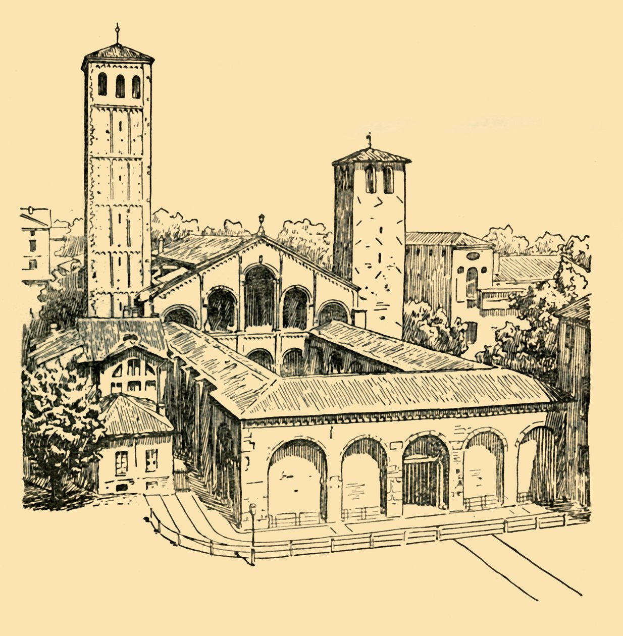 كنيسة القديس أمبروز في ميلانو ، حوالي عام 1930. بواسطة غير معروف