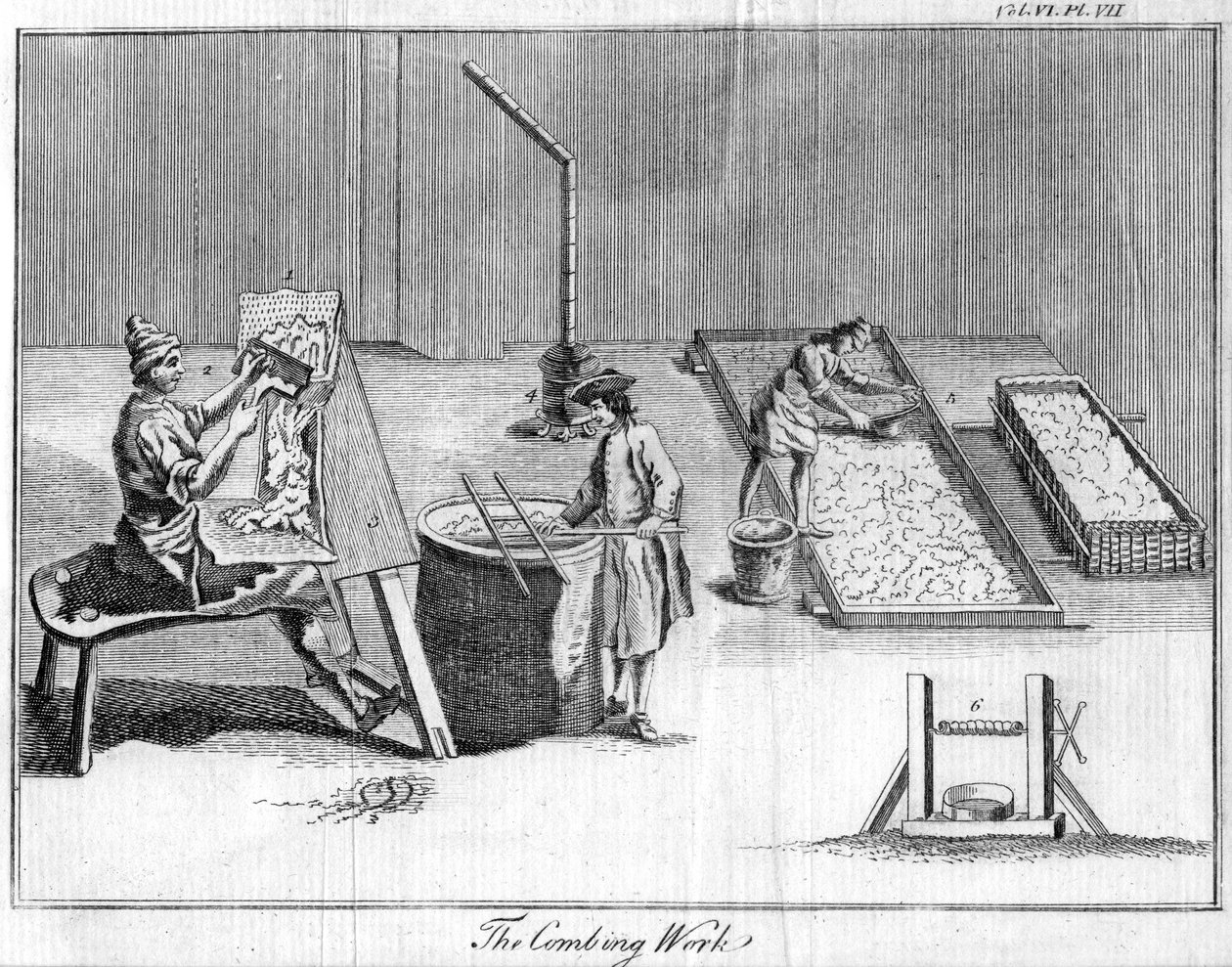 أعمال التمشيط ، c1750 بواسطة غير معروف