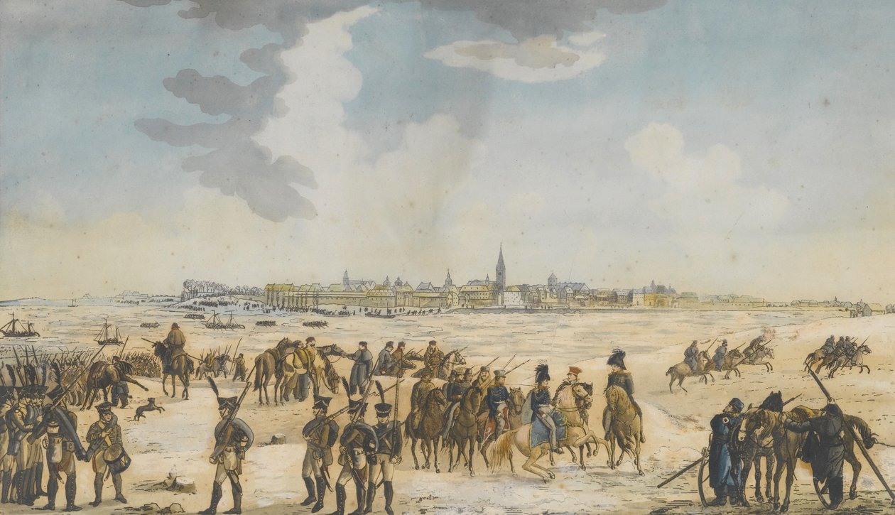 عبور نهر الراين بالقرب من دوسلدورف من قبل الجيش الروسي ، 13 يناير 1814 ، 1814 بواسطة غير معروف