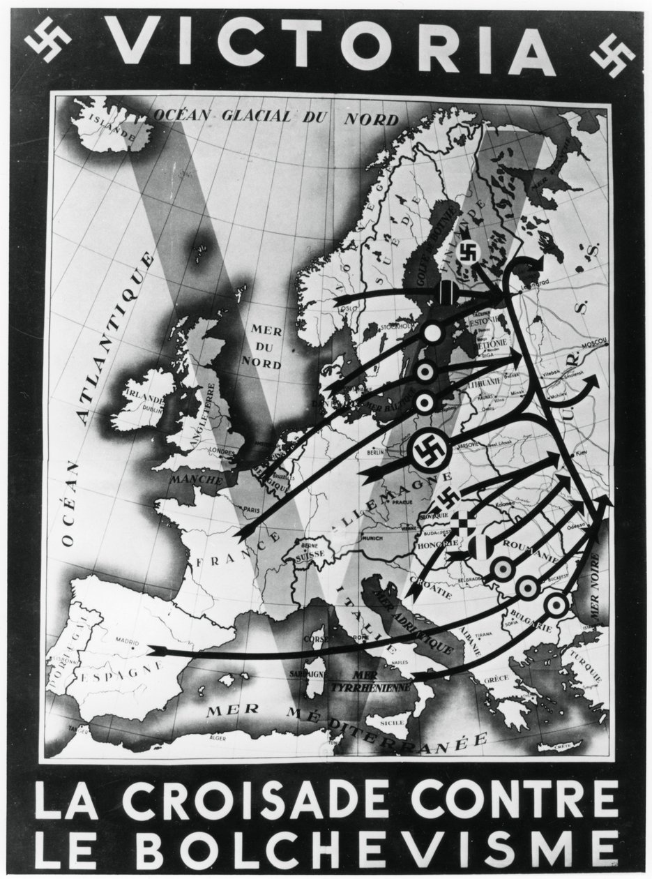الحملة الصليبية ضد البلشفية ، ملصق دعاية فيشي الفرنسية ، 1941 بواسطة غير معروف