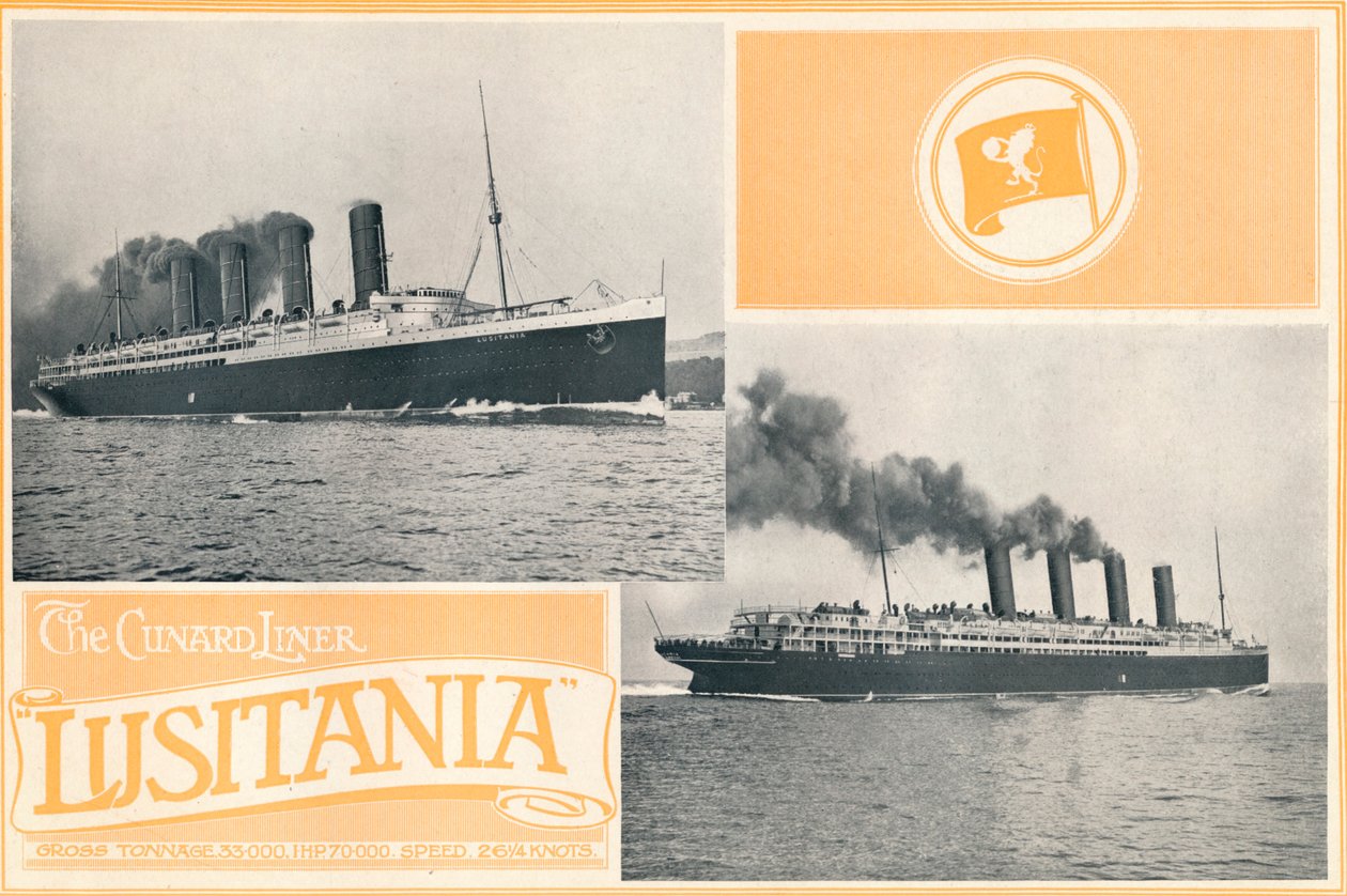 The Cunard Liner Lusitania. ، c1910. بواسطة غير معروف