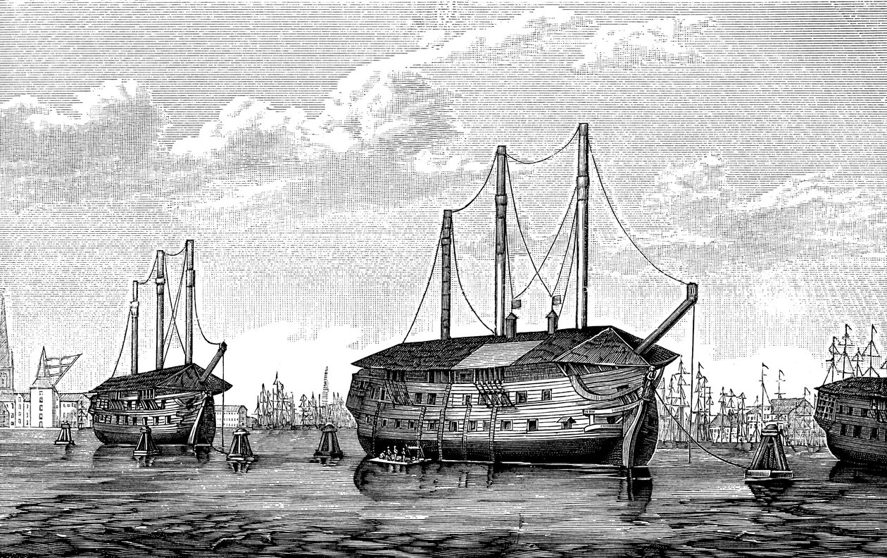 سفن السجن الدنماركية Dronning Maria و Waldemar في كوبنهاغن ، 1848-1849 بواسطة غير معروف