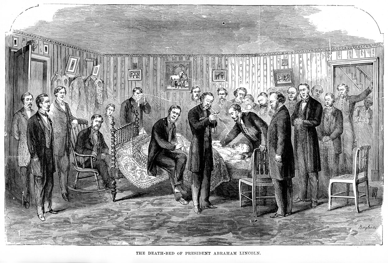 فراش الموت للرئيس أبراهام لينكولن ، 1865 ، 1872 بواسطة غير معروف