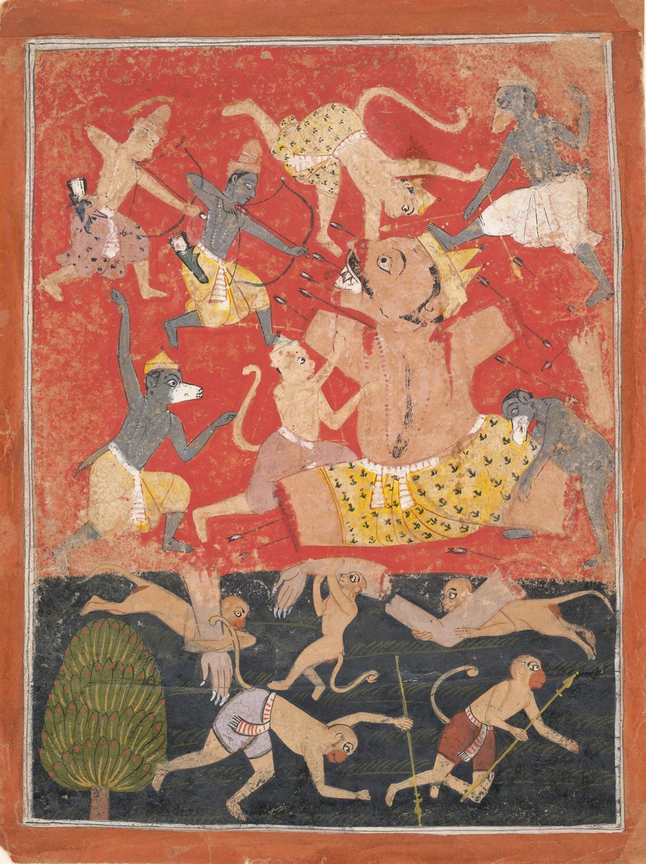 هزم شيطان Kumbhakarna من قبل راما ولاكشمانا ... ، كاليفورنيا. 1670. بواسطة غير معروف
