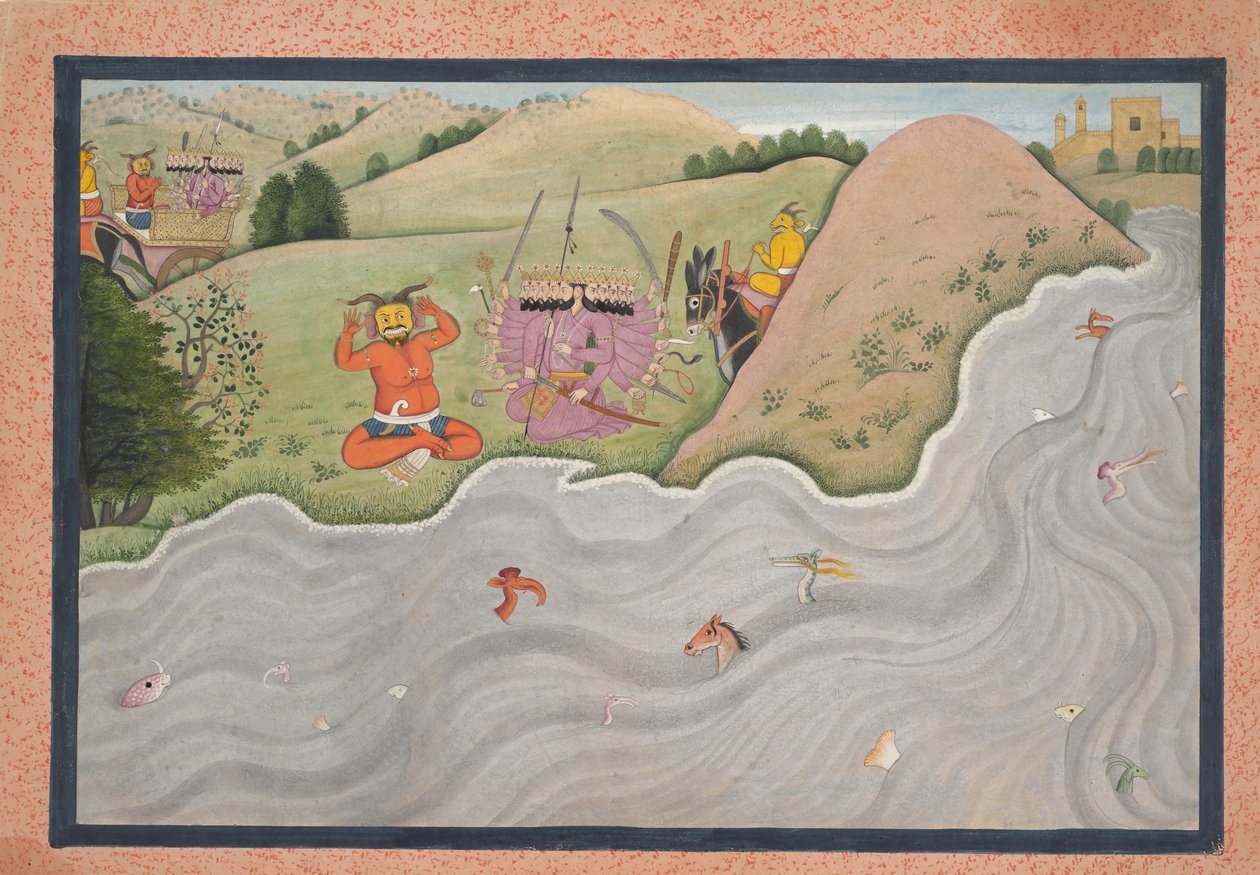 يحاول The Demon Marichi Dissuade Ravana ... من سلسلة Ramayana المشتتة ، كاليفورنيا. 1780. بواسطة غير معروف