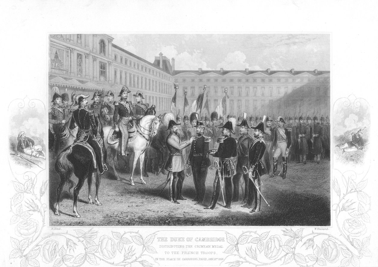 دوق كامبريدج يقدم وسام القرم للجنود الفرنسيين ، 1856 بواسطة غير معروف