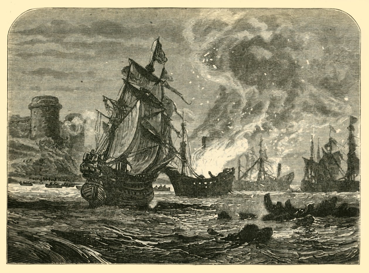 الهولنديون في ميدواي: هجوم De Ruyters على قلعة Upnor ، 1667 ، 1890. بواسطة غير معروف