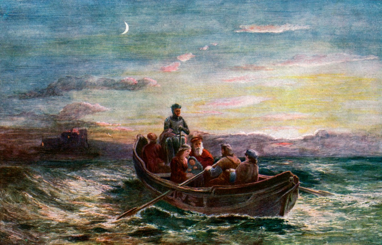 هروب مريم ملكة الاسكتلنديين من قلعة لوخ ليفين ، القرن التاسع عشر ، عام 1920 بواسطة غير معروف