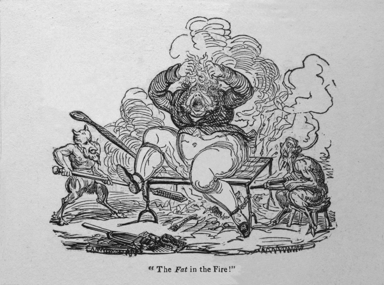 الدهون في النار !، c1820. بواسطة غير معروف