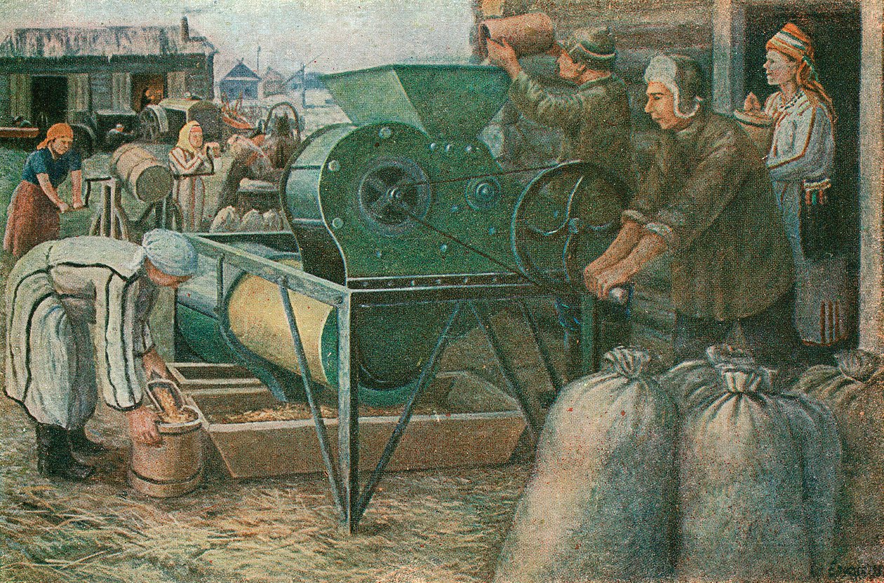الكفاح من أجل الحصاد: فرز البذور في مزرعة جماعية في موردفا ، 1933 بواسطة غير معروف