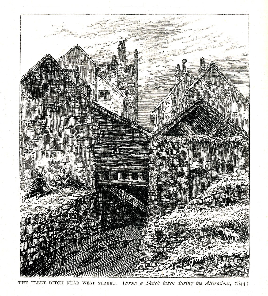 خندق الأسطول بالقرب من شارع ويست ، خلال التعديلات ، 1844 بواسطة غير معروف
