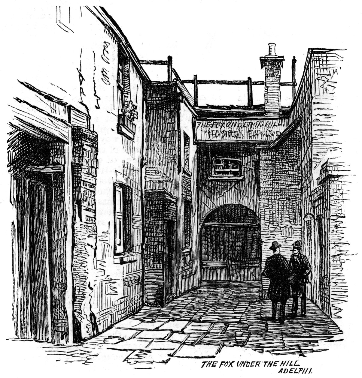 The Fox under the Hill public house ، أديلفي ، وستمنستر ، لندن ، 1887 بواسطة غير معروف