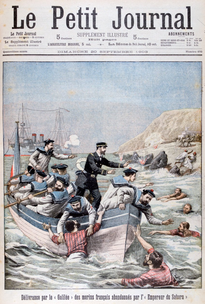 الطراد الفرنسي Linois Class Cruiser الجليل إنقاذ البحارة الفرنسيين ، 1903 بواسطة غير معروف
