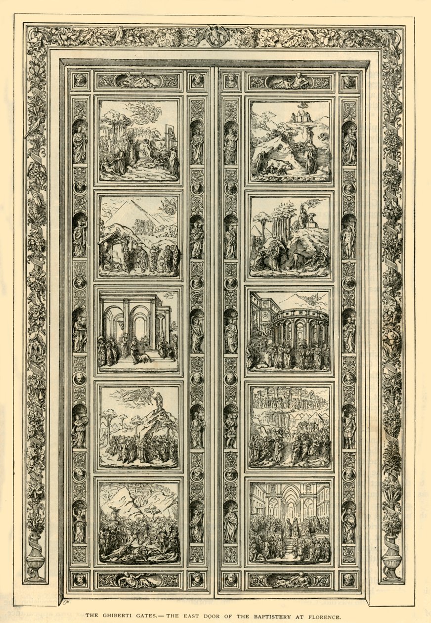 The Ghiberti Gates - الباب الشرقي للمعمودية في فلورنسا ، 1882. بواسطة غير معروف