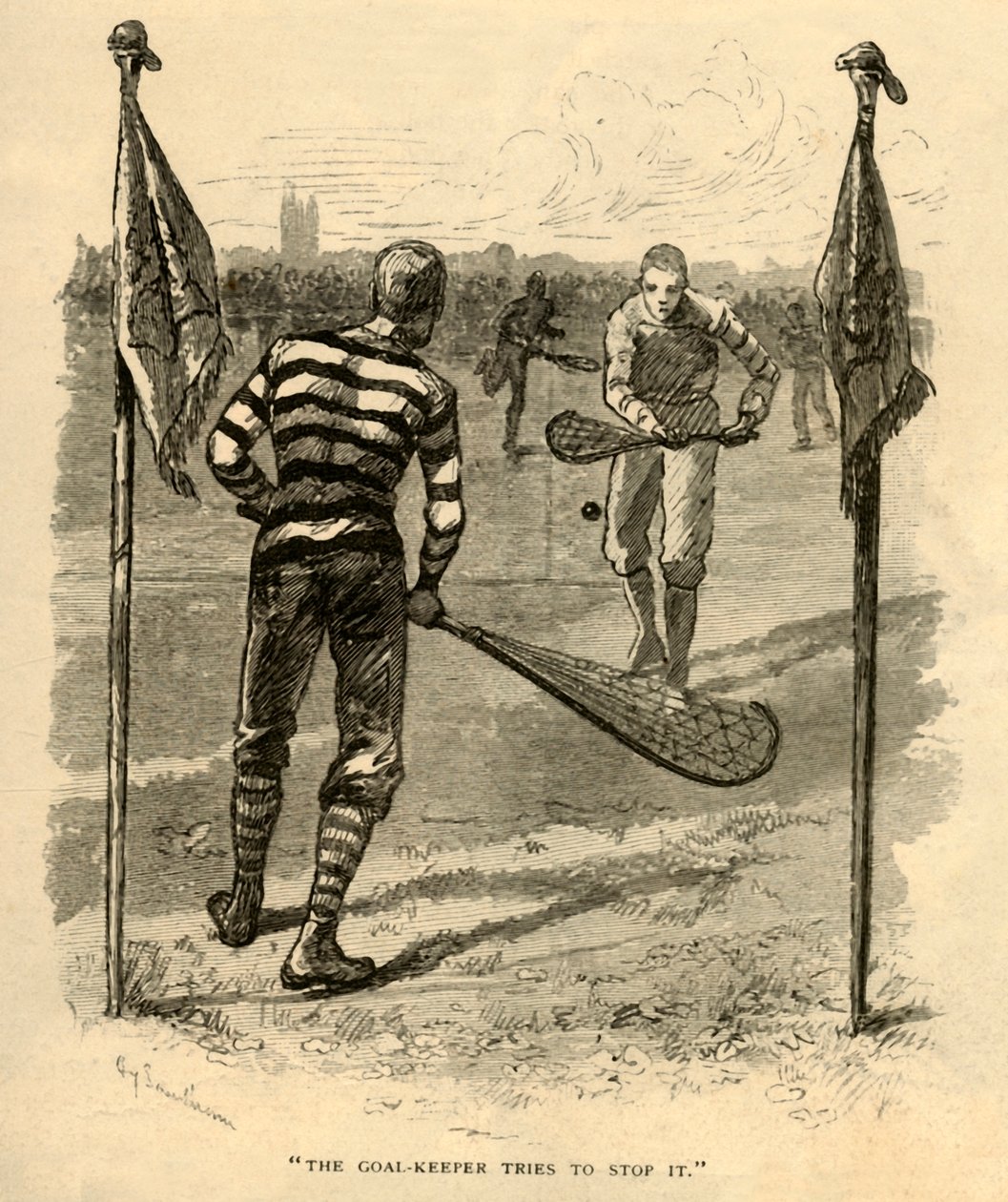 يحاول حارس المرمى أن يوقفها ، 1881. بواسطة غير معروف