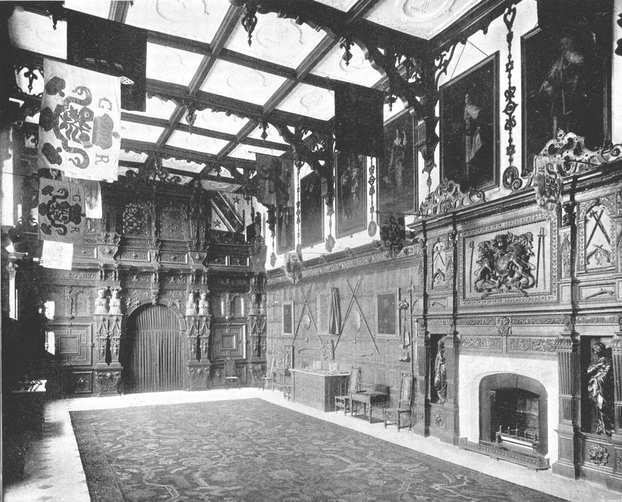القاعة الكبرى في Audley End ، Saffron Walden ، Essex ، 1894. بواسطة غير معروف