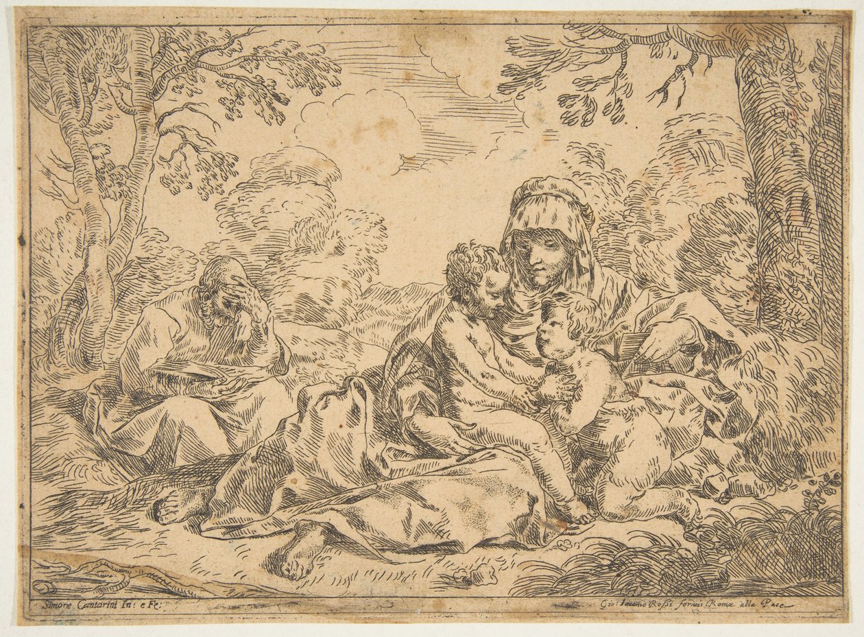 العائلة المقدسة مع القديس يوحنا المعمدان ، نسخة بعد كانتاريني ، كاليفورنيا. 1639-1648 أو بعد ذلك. بواسطة غير معروف