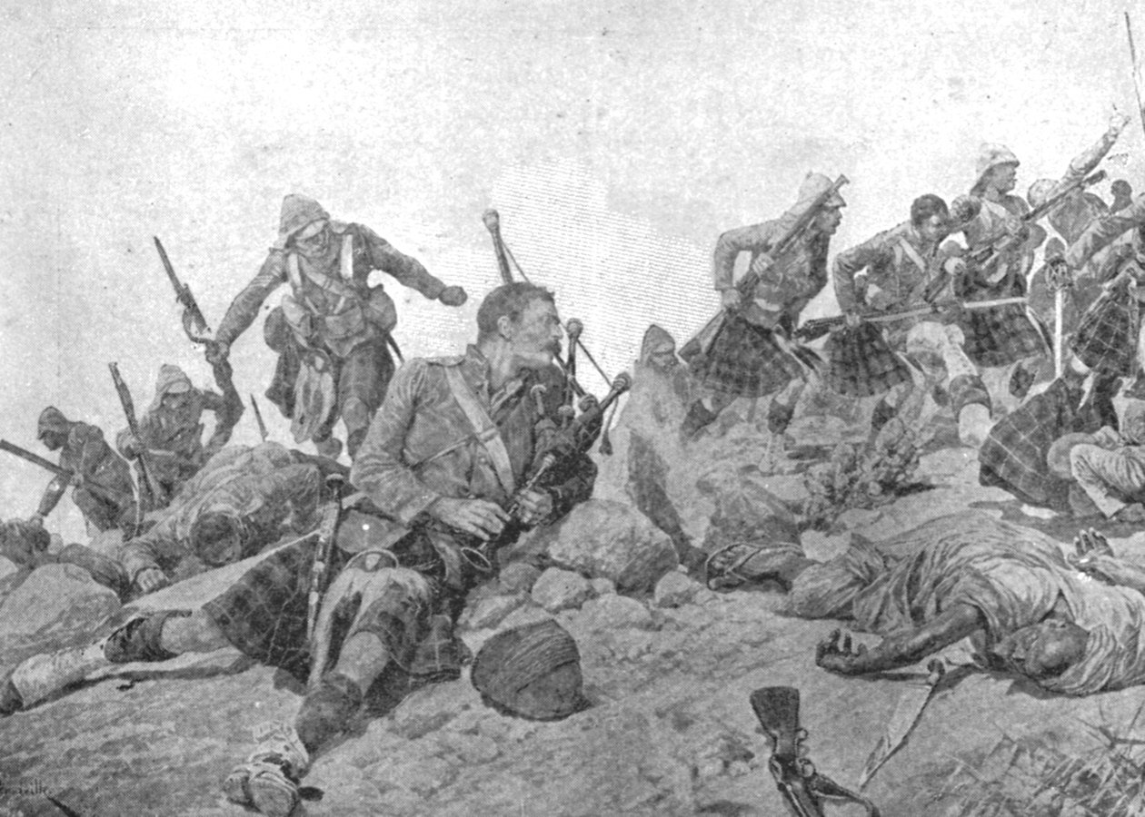 حرب الحدود الهندية ، 1897: اقتحام سلسلة جبال Dargai من قبل Gordon Highlanders ، أكتوبر بواسطة غير معروف