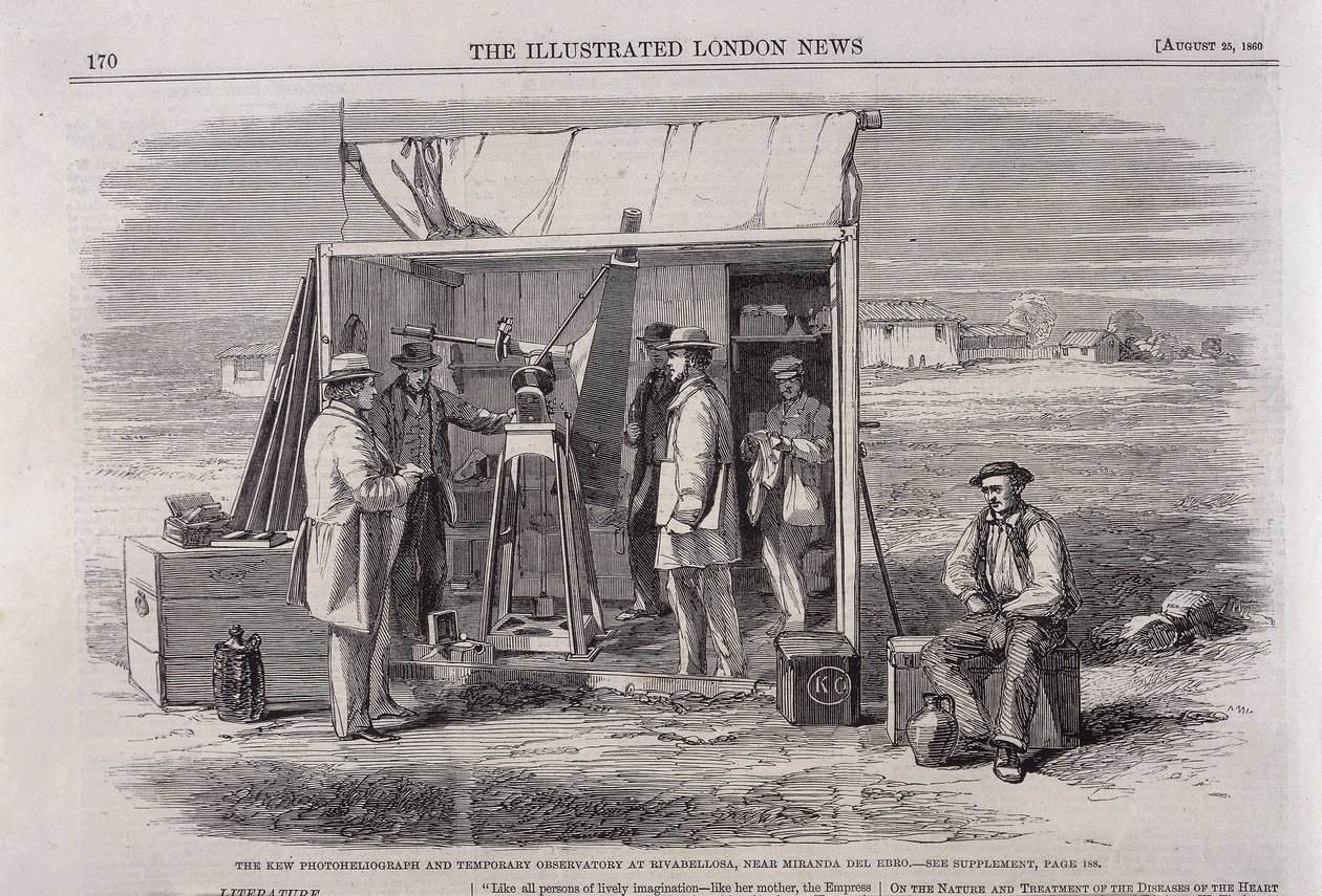 تُستخدم صورة Kew heliograph في رحلة مشاهدة كسوف إلى إسبانيا ، 1860 بواسطة غير معروف