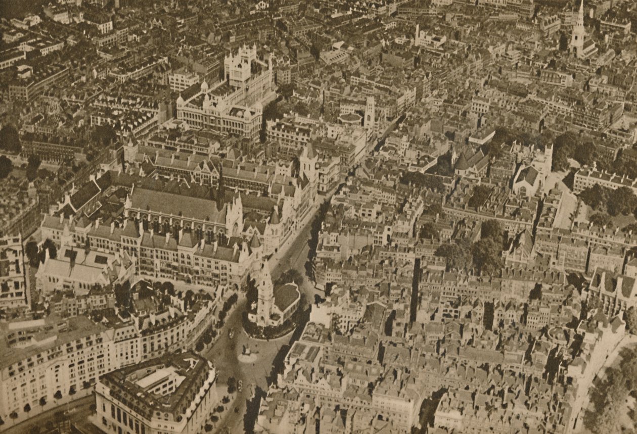 لير القانون كما يراه القليل من سكان لندن: المعبد ومحاكم العدل ، c1935. بواسطة غير معروف