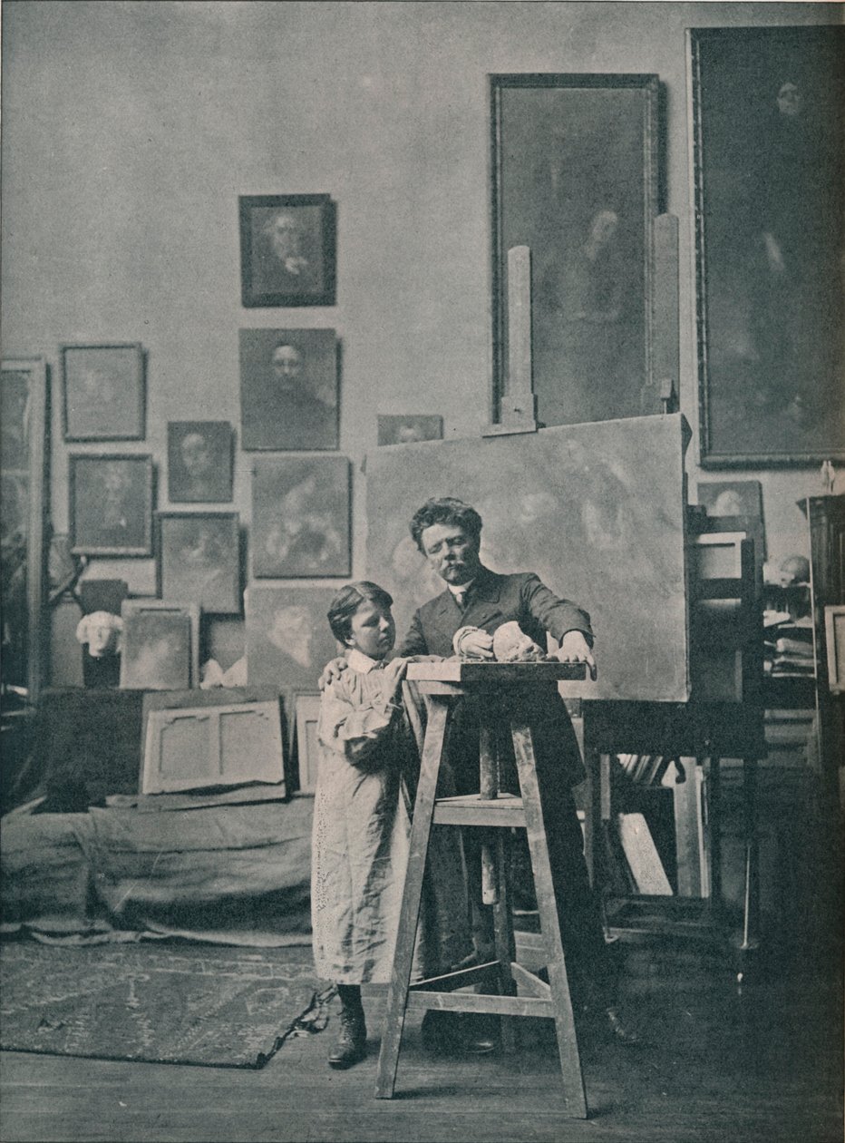 الراحل يوجين كاريير في الاستوديو الخاص به ، c1870-1890 ، 1906 بواسطة غير معروف