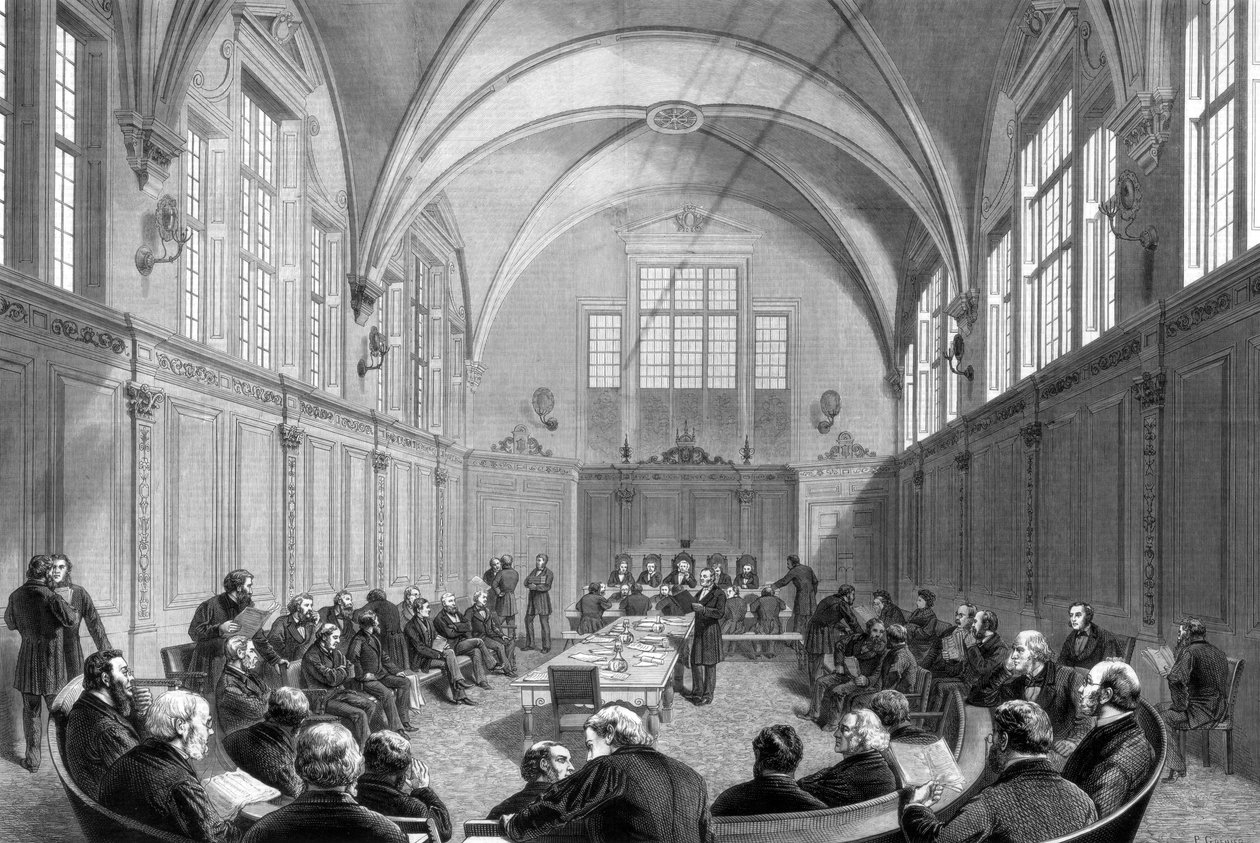 مكتب لندن الجديد لمجالس المدارس على ضفة نهر التايمز ، لندن ، 1875 بواسطة غير معروف