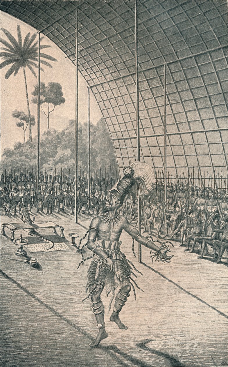 ال Mangbattu King Munsa يرقص قبل زوجاته والمحاربين ، c1870 ، 1903 بواسطة غير معروف