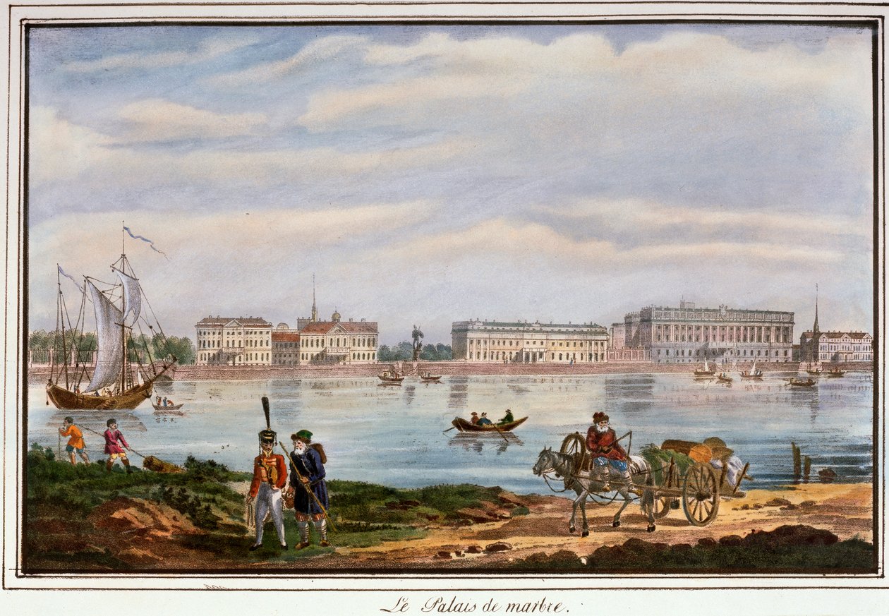 قصر الرخام وجسر نيفا ، سان بطرسبرغ ، روسيا ، 1822 بواسطة غير معروف