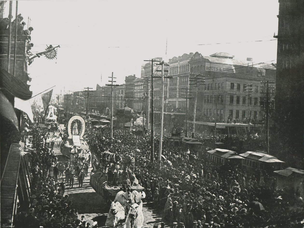 موكب ماردي غرا في شارع القناة ، نيو أورلينز ، الولايات المتحدة الأمريكية ، 1895. بواسطة غير معروف
